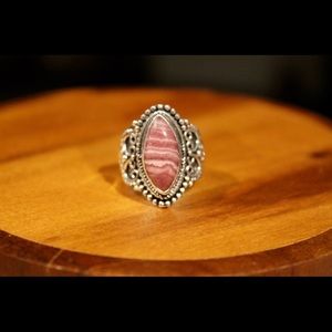 Rhodochrosite Ring, Sterling Silver